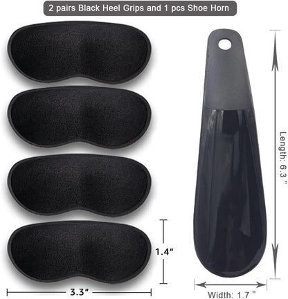 Black foam heel pads with microsuede texture for anti-slip protection.