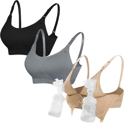 4How hands-free pumping and nursing bra front view for maternity support