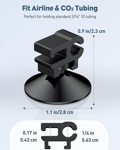 Close up view of flexible rubber base aquarium clamps for fish tanks