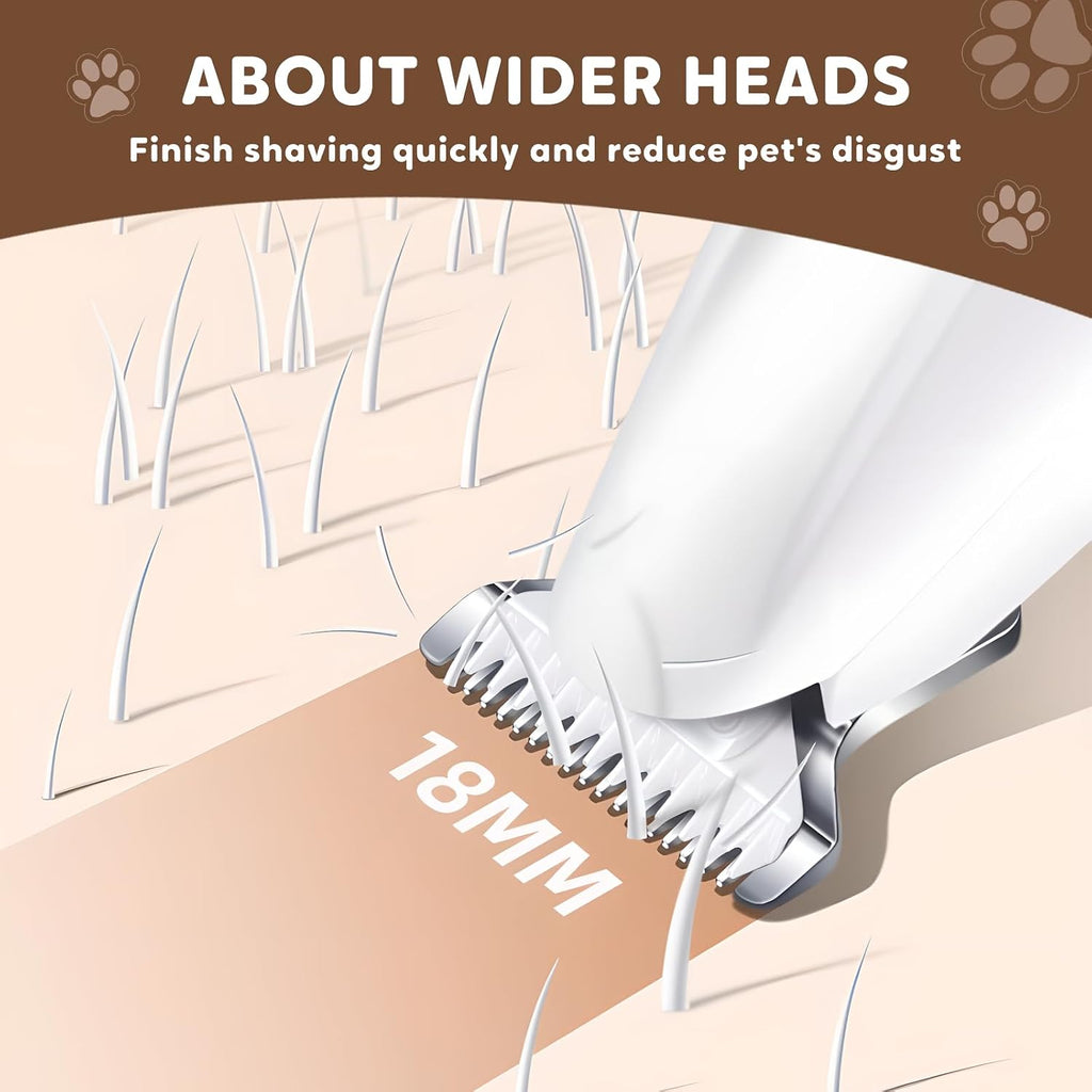 Dual speed dog hair clipper showing the specialized narrow blade designed for small pets.