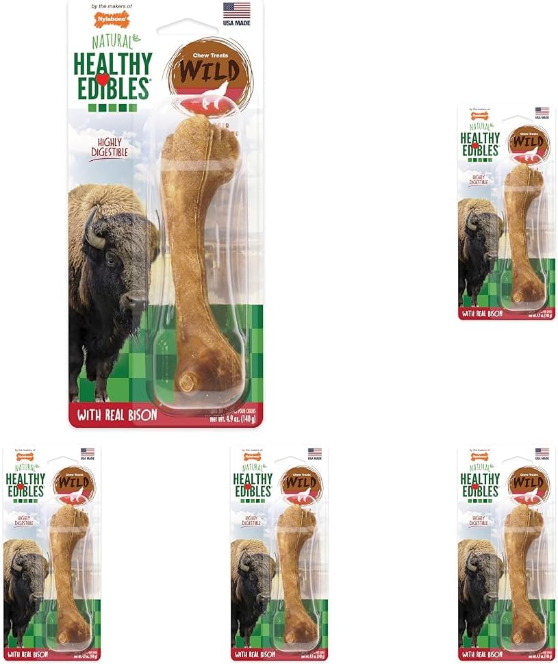 Nylabone Healthy Edibles WILD Natural Dog Chew Treats for Large Dogs, Long Lasting Dog Chew Bones Made in USA, Bison Flavor, For Dogs Up to 50 lbs. (1 Count) - Image 11