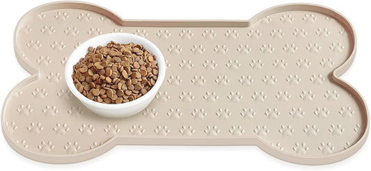 PWTAA dog food mat anti-slip silicone beige front view