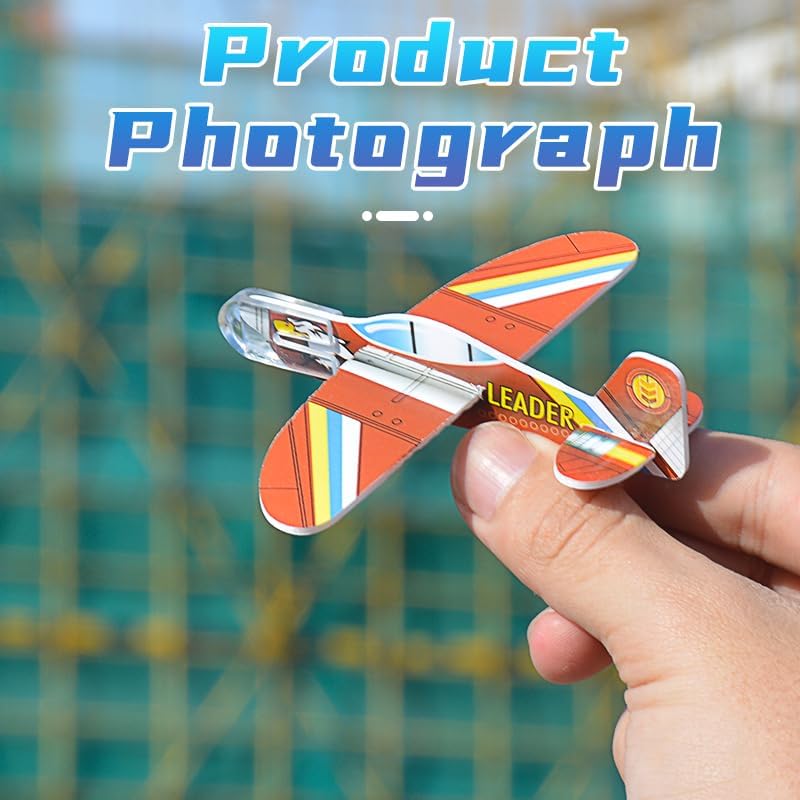 LUCKY GUESS 50 Pcs Foam Gliders Planes Toys, Paper Airplane, Assorted Colors, Easy Assembly, Perfect for Party Favors & Classroom Prizes, Outdoor Flying Toys for Kids Boys and Girls - Image 8