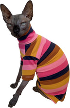 Vintage Stripes Sphynx Hairless Cats Shirt Cotton Cat Turtleneck Pet Clothes Kitten T-Shirts with Sleeves for Sphynx Cornish Rex, Devon Rex, Peterbald (Grey Stripe, X-Small (Pack of 1)) - Image 12