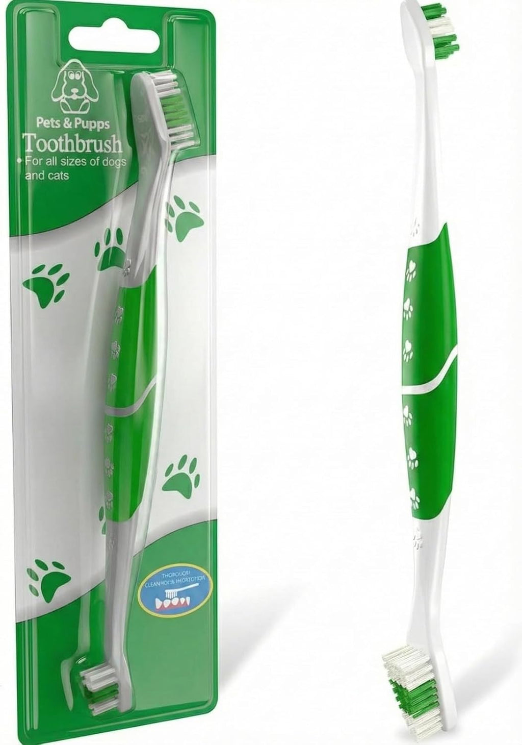 Pet Toothbrush for Dogs, Cats with Soft Bristles - Easy Teeth Cleaning & Dental Care, Non Slip Dual Head Dog Toothbrush for Medium & Large Pets, Toothpaste Not Included, Pack of 1 - Image 11