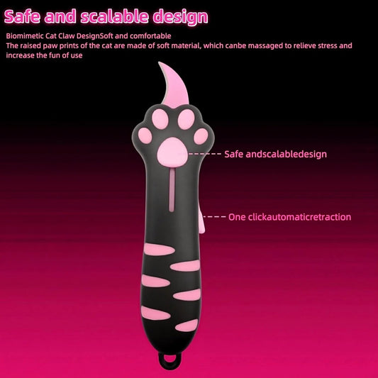 Gaocita retractable cat claw knife with the steel blade extended for cutting.