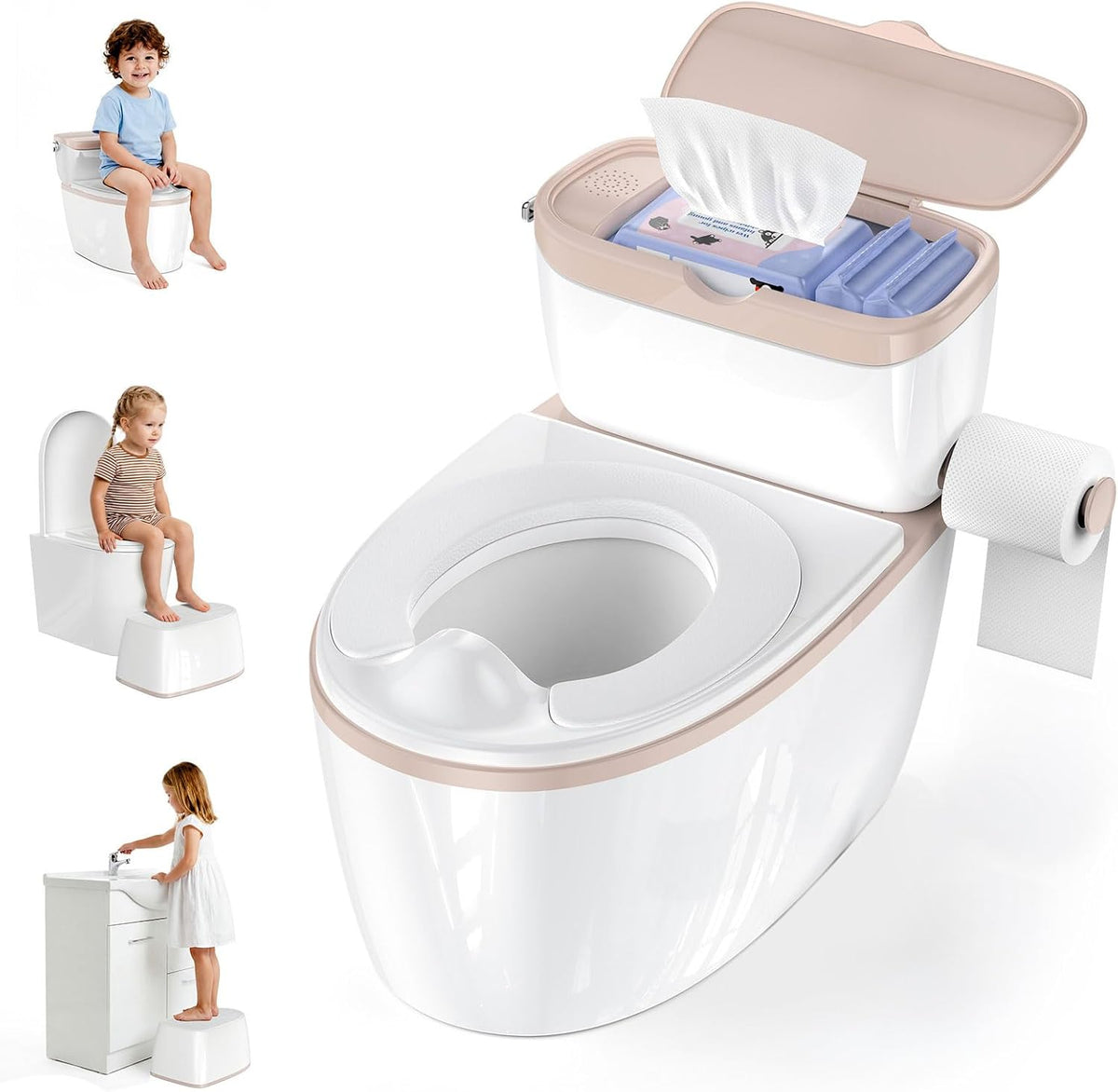 Basece 3-in-1 toddler potty training toilet in brown front view