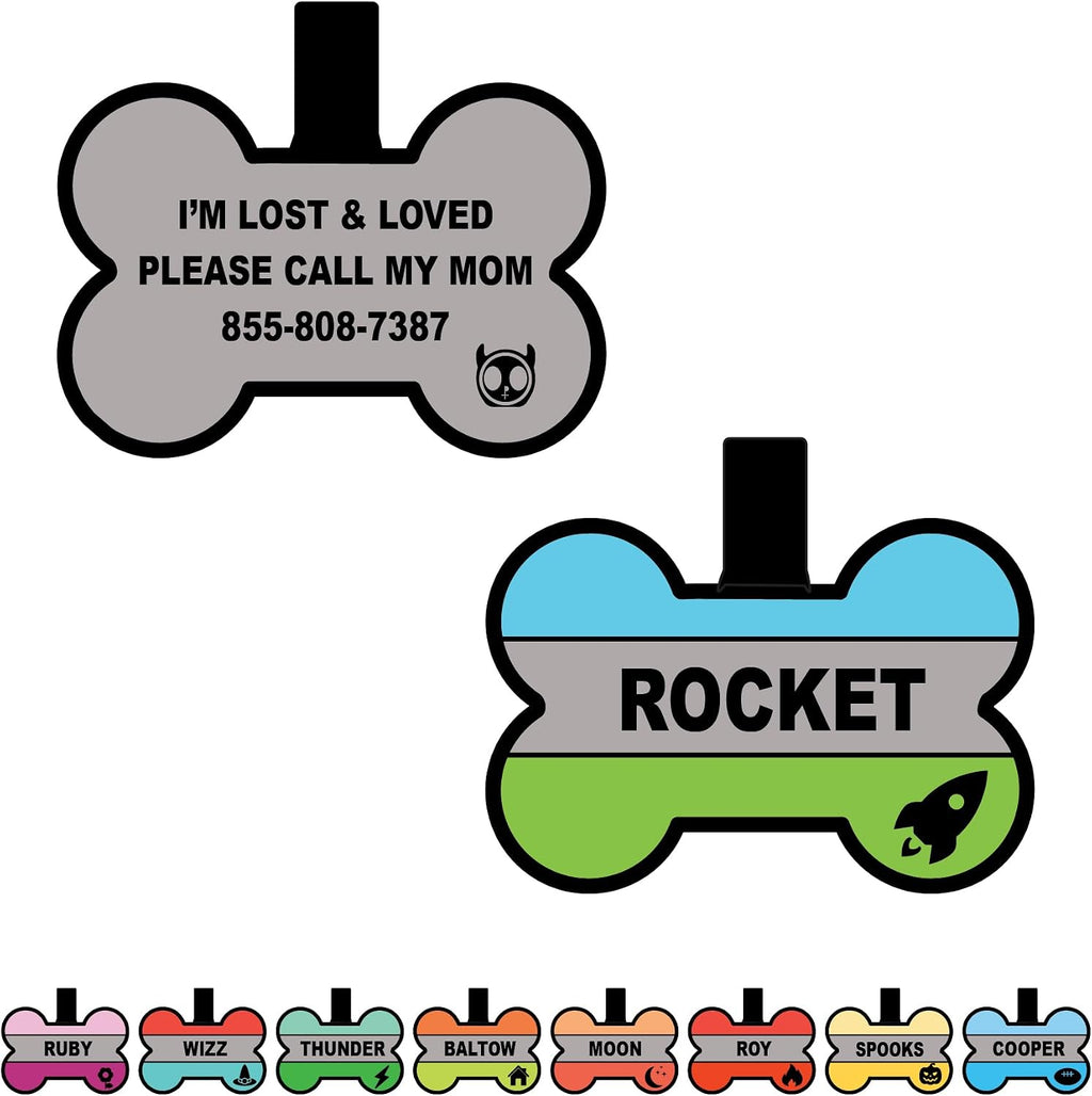 Silent Dog Tag Personalized with 5 Lines of Custom Deep Engraved Durable Soundless Silicone Pet ID Name Tag Bone Design Pink - Image 12