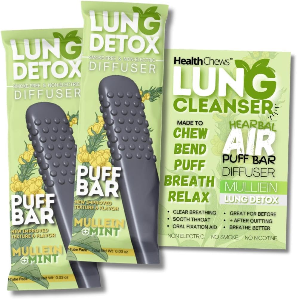 HealthChews Mullein Herbal Detox Breather front view of 2 pack packaging