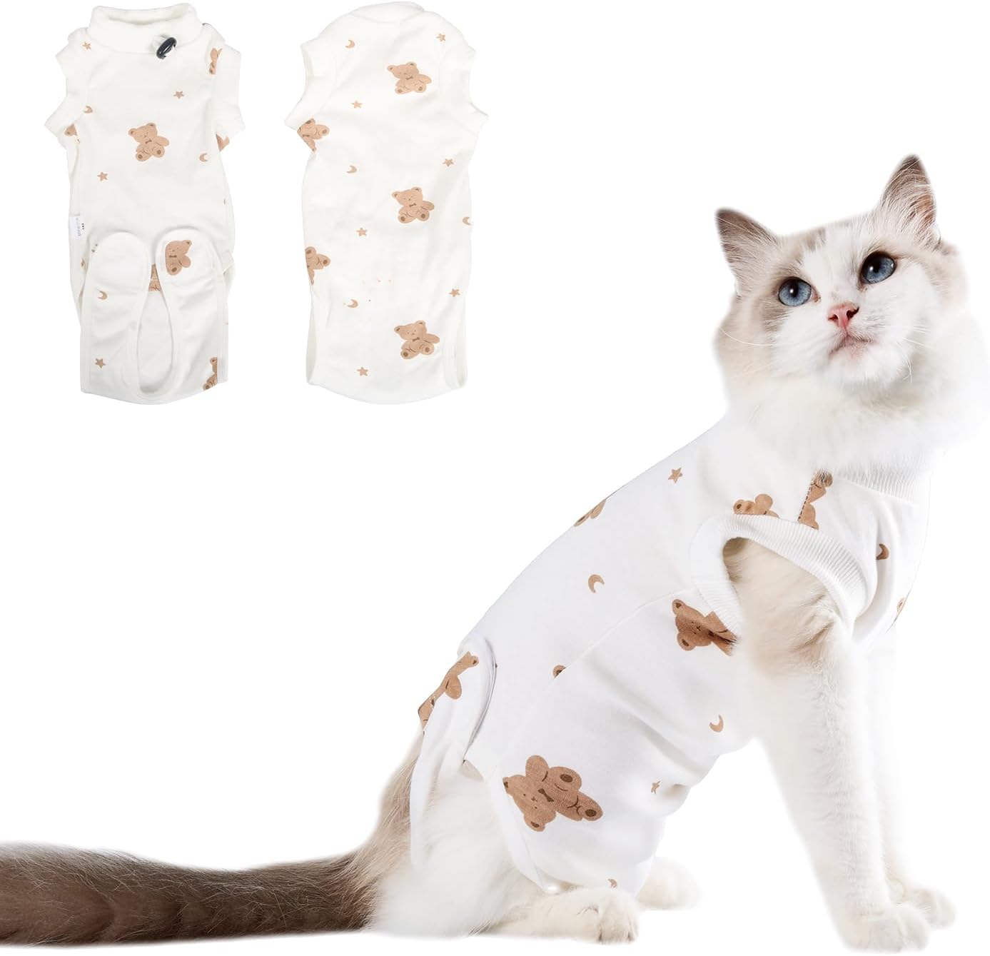 Cat Surgery Recovery Suit, Anti Licking Postoperative Onesie with Roll-Up Design, Soft Breathable Bodysuit Shirt for Female Spay Male Neuter Abdominal Wound Kitten E-Collar Cone Alternative - Image 12