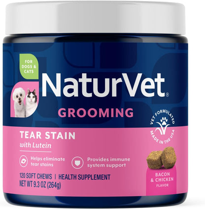 NaturVet Lutein Tear Stain Supplements 120 count bottle front view