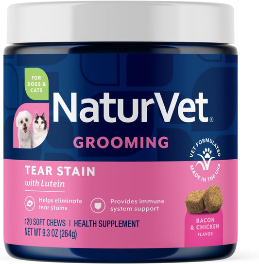 NaturVet Lutein Tear Stain Supplements 120 count bottle front view