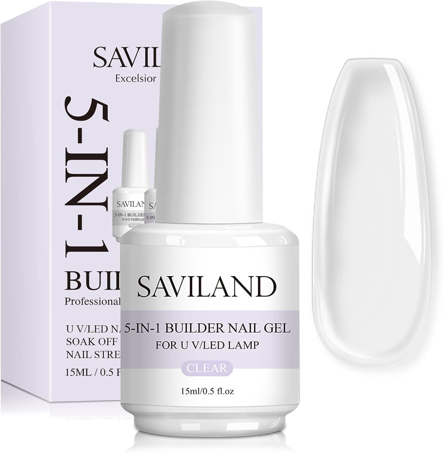 Saviland 5 in 1 Clear Builder Nail Gel bottle front view