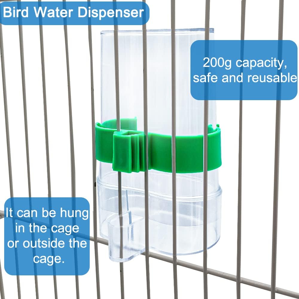 Non-slip bird perch attached to acrylic cage feeder