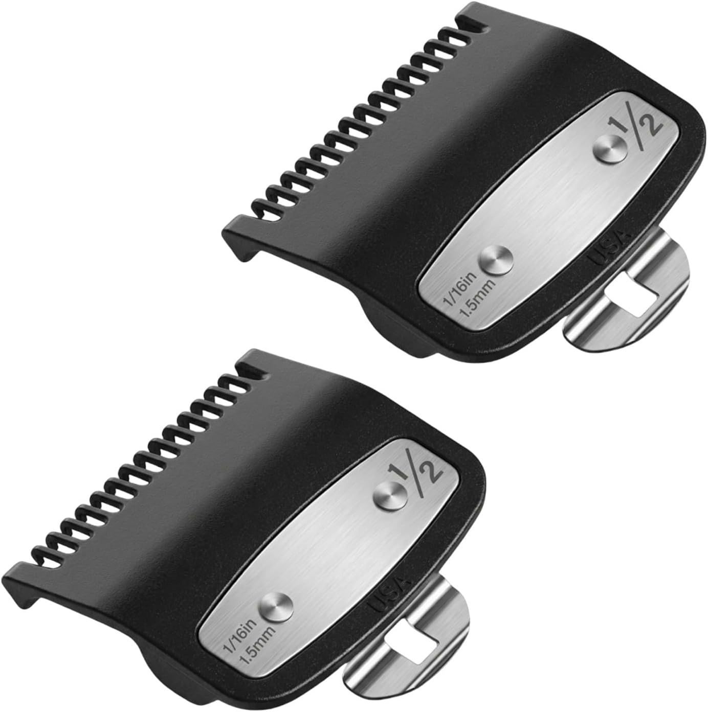 Eurostil Bajo Pedido clipper guards front view showing the premium metal clip attachment.