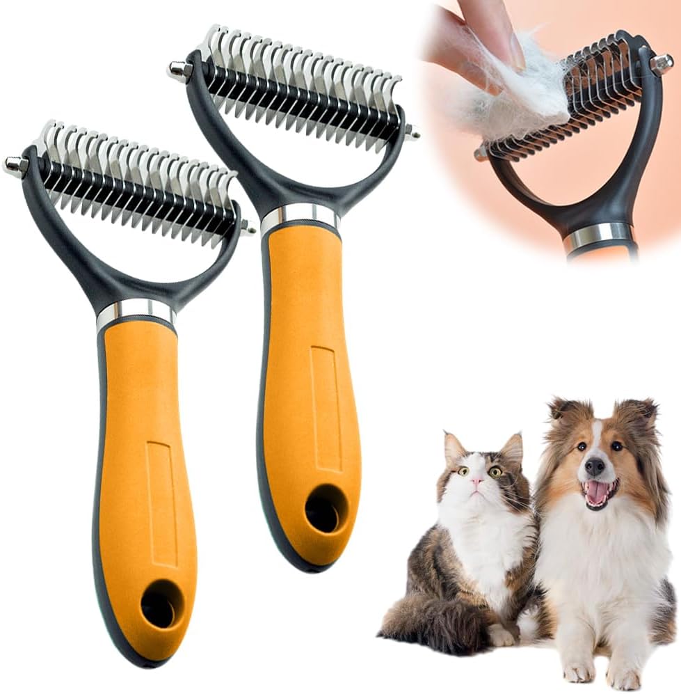 Double-Sided Self-Cleaning Pet Grooming Brush,2026 New Ergonomic Undercoat Rake,Gentle Detangler Brush for Long Thick Pet Hair,Professional Grooming Tool (Green-19Teeth/19Teeth) - Image 14