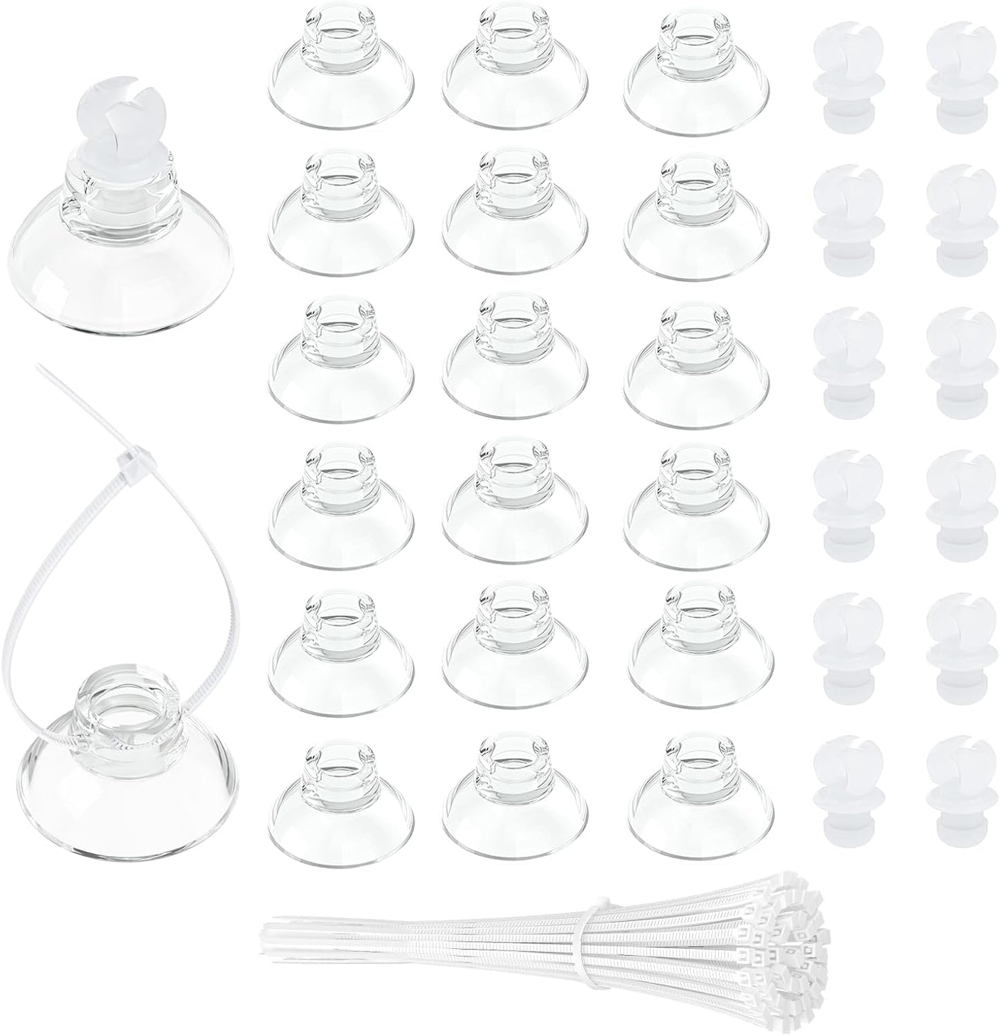 Pawfly 20 Pack Aquarium Suction Cups with Clips and Adjustable Zip Ties Cables Fish Tank Tools for Binding Moss Holding Airline Tubing Decorations Shrimp Nests and Reptile Hammocks - Image 10