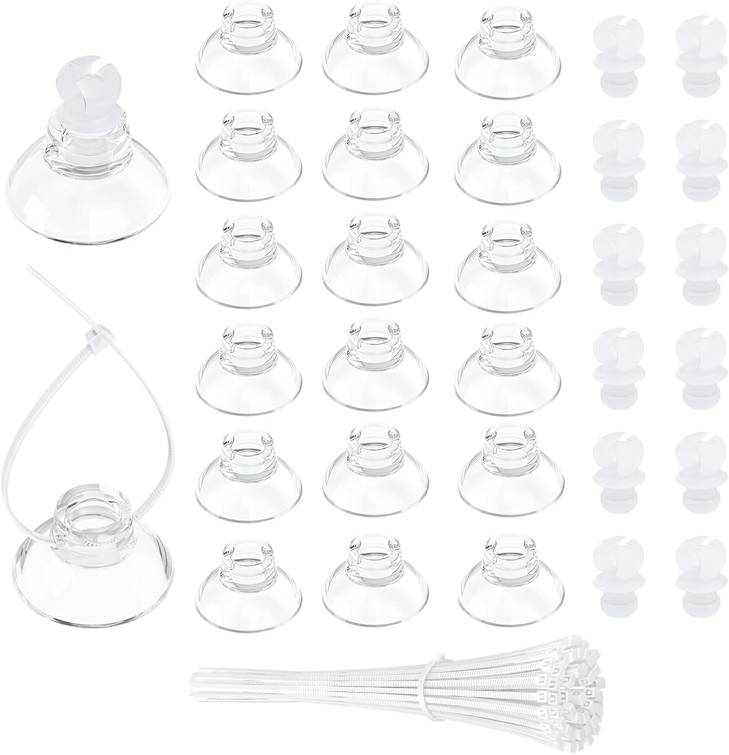 Pawfly 20 Pack Aquarium Suction Cups with Clips and Adjustable Zip Ties Cables Fish Tank Tools for Binding Moss Holding Airline Tubing Decorations Shrimp Nests and Reptile Hammocks - Image 10