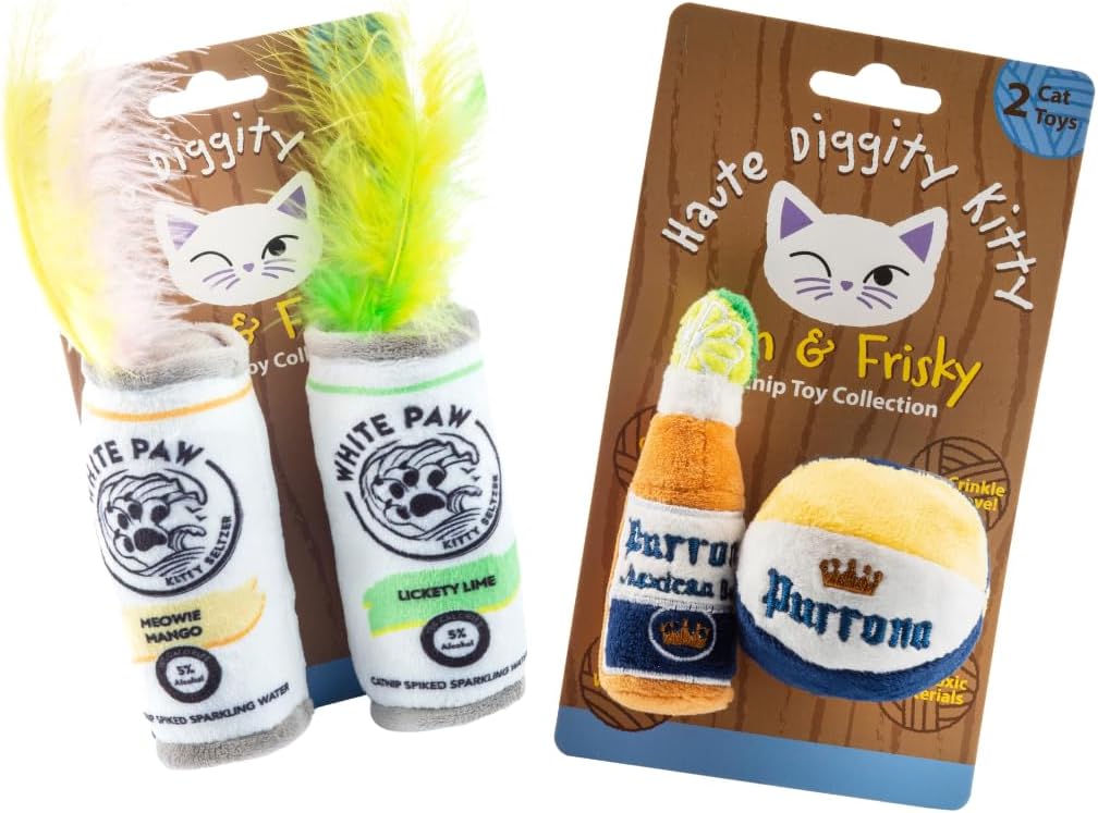 Haute Diggity Kitty two pieces cowgirl catnip toy set angled view
