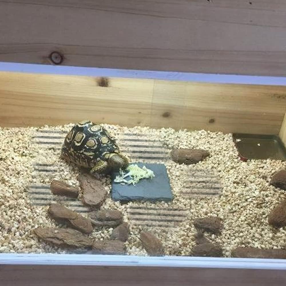 APlayfulBee adjustable heating pad set up under glass tank