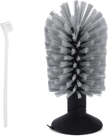 BOXOB Turtle Shell Cleaning Brush front view showing grey nylon bristles and sturdy suction cup base.