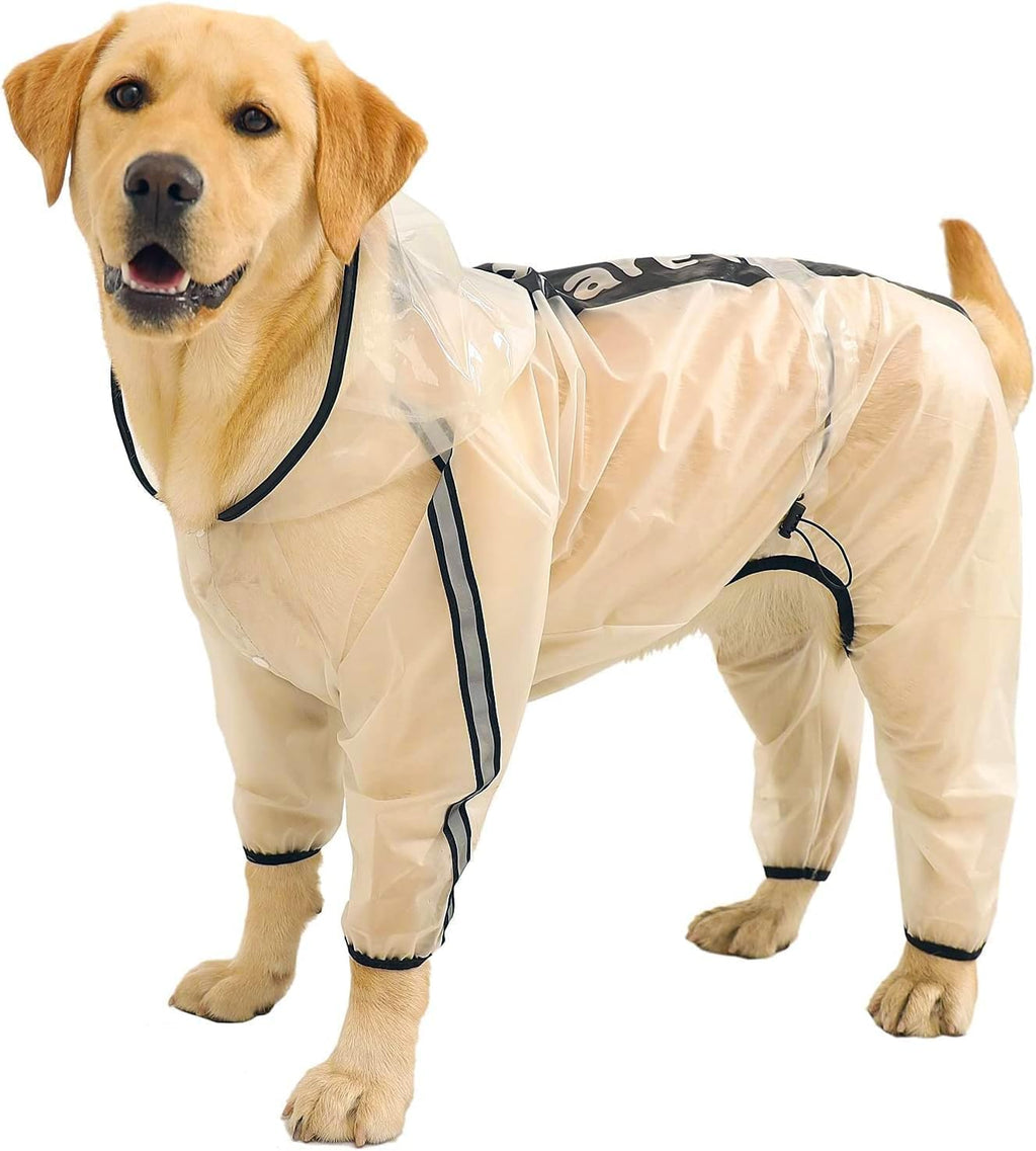 Olsa Dog Raincoat, Dog Hooded Slicker Poncho, 4 Legs Rain Jacket with Reflective Stripe, Water Proof Rain Snow Clothes with Hood for Small Medium Dogs - Image 9