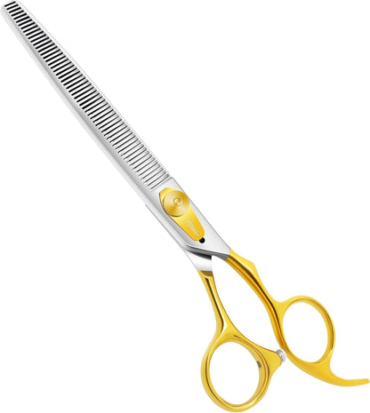 Precision curved blade scissors for shaping large dog breeds face and paws.