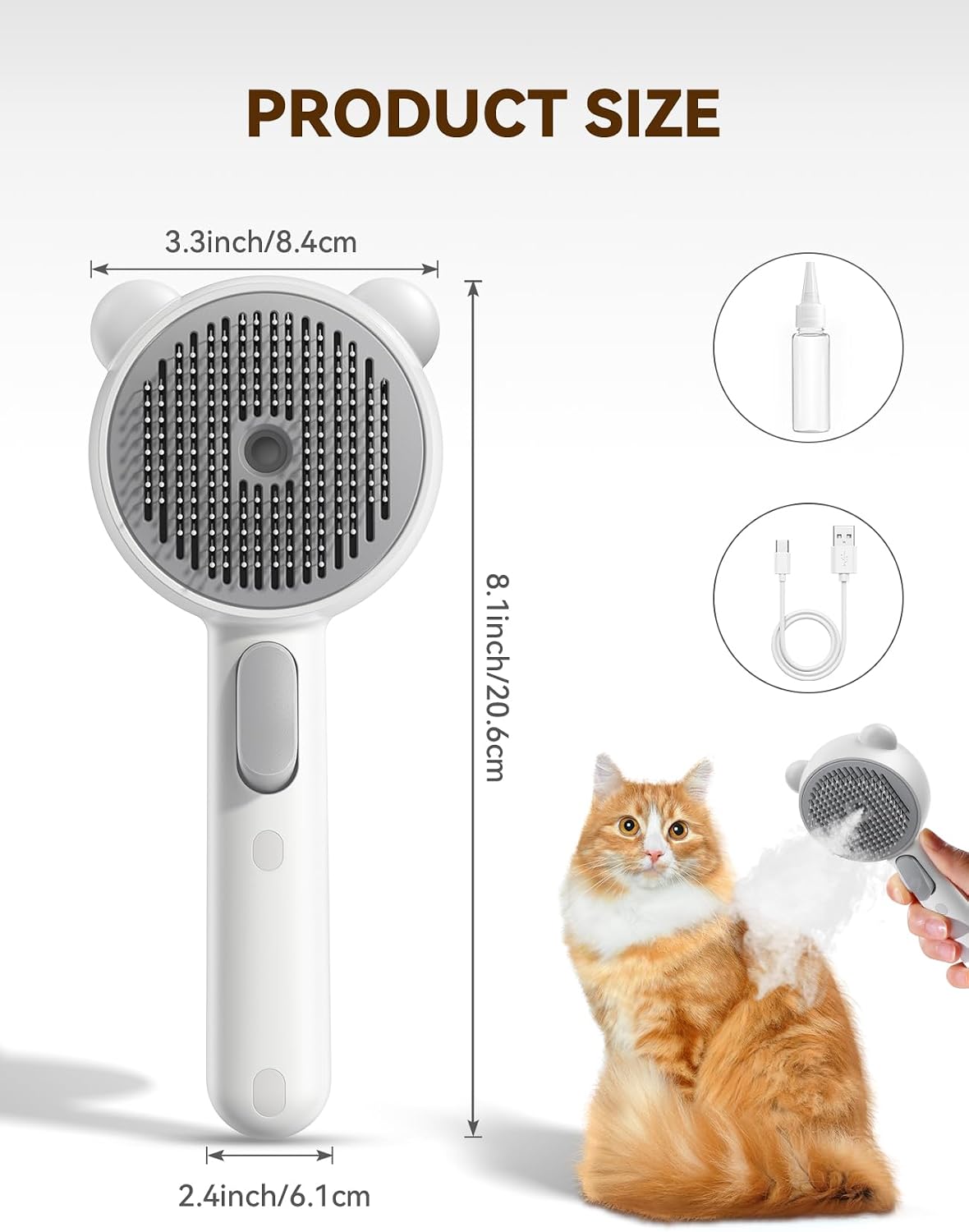 FEELNEEDY 3-in-1 pet grooming supplies packaging demonstrating use on both short-haired and long-haired pets