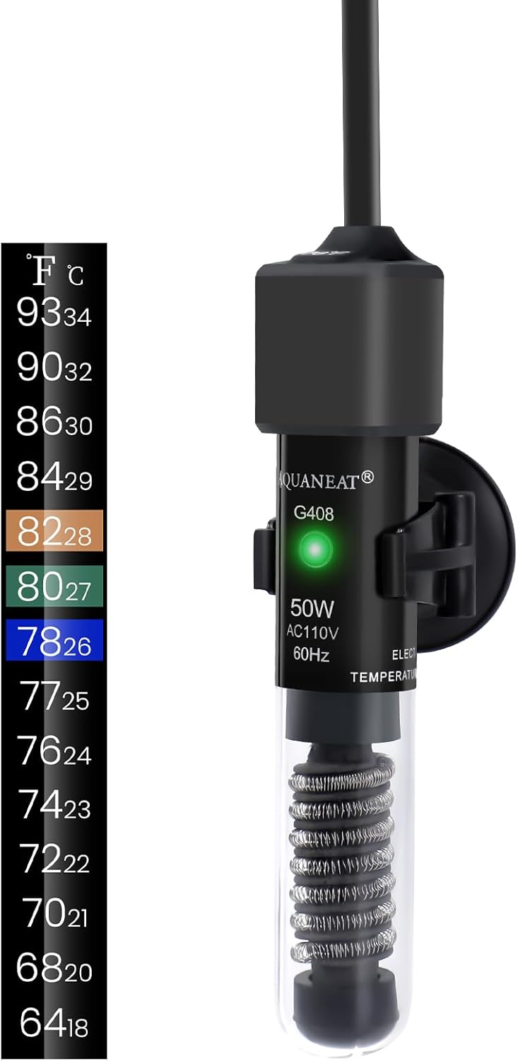 AQUANEAT Aquarium Heater, 25W Small Betta Fish Tank Heater, Mini Preset Water Thermostat with a Thermometer - Image 10