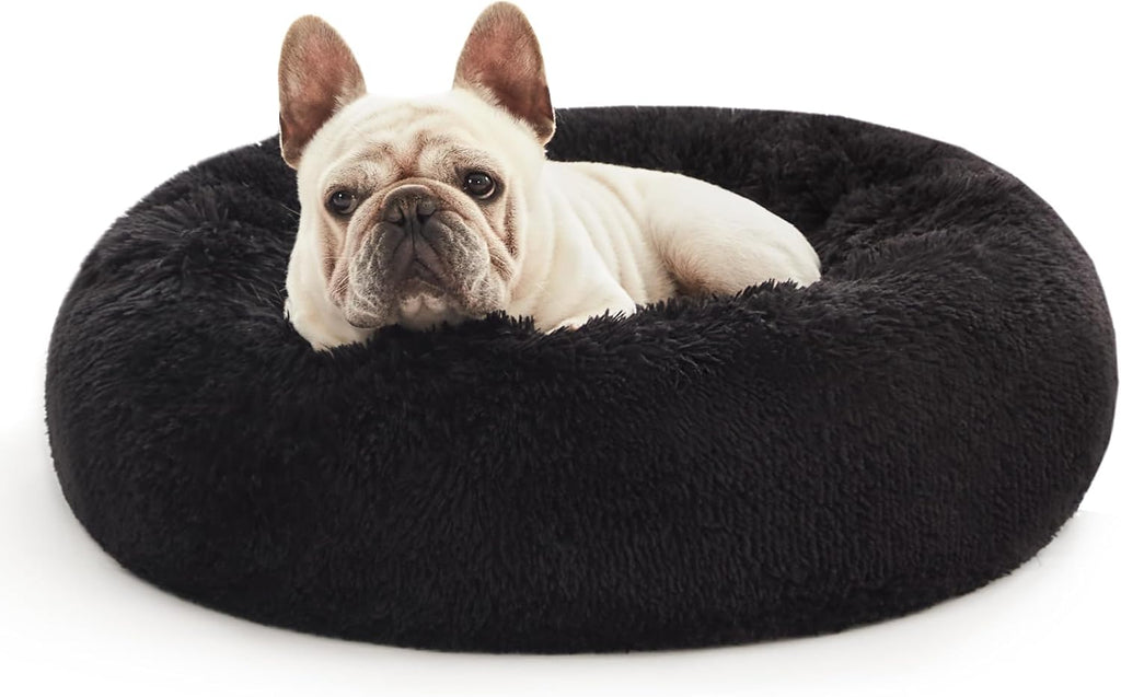 Love's cabin Calming Cat Bed for Indoor Cats, Anti-Anxiety Donut Round Dog Bed, Fluffy Faux Fur Washable Pet Bed for Small Medium Dogs and Cats, Grey, 20in - Image 9