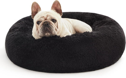 Love's cabin Calming Cat Bed for Indoor Cats, Anti-Anxiety Donut Round Dog Bed, Fluffy Faux Fur Washable Pet Bed for Small Medium Dogs and Cats, Grey, 20in - Image 9