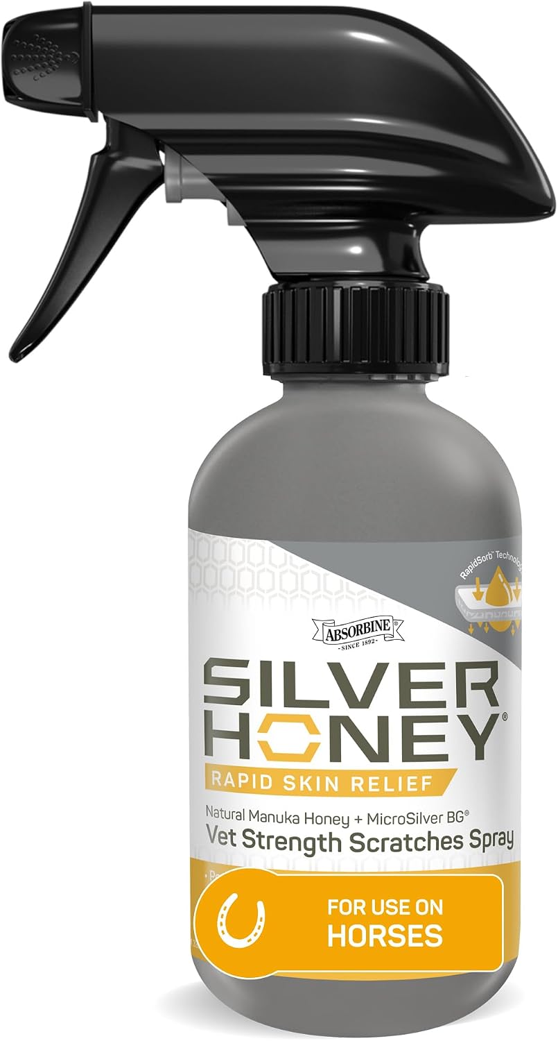 Silver Honey Rapid Relief 6 Ounce Spray bottle front view for horses