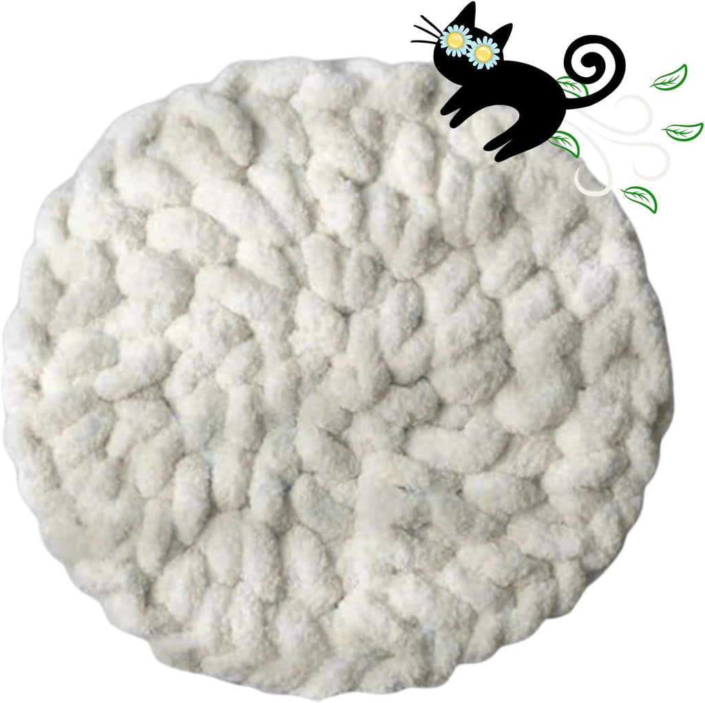 Urnat cat extra soft kneading mat front view plush white pet cushion