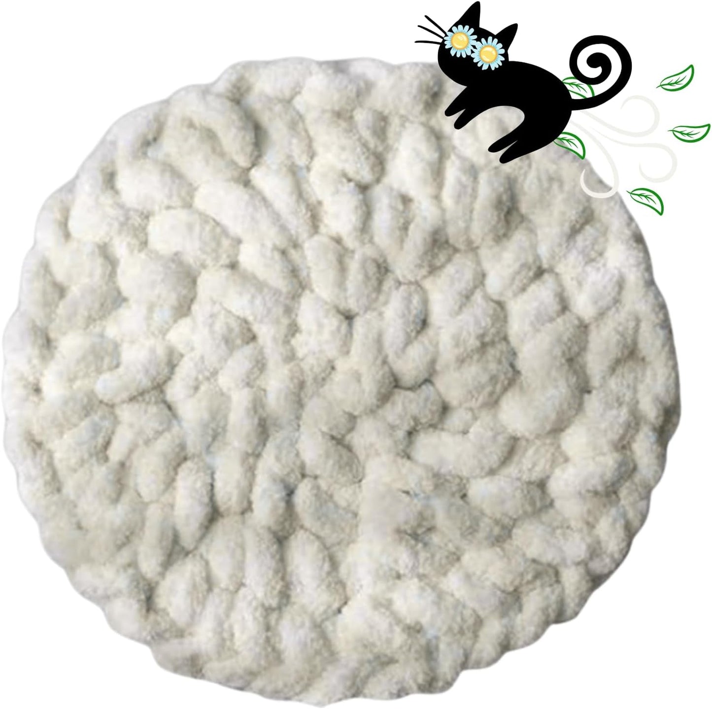 Urnat cat extra soft kneading mat front view plush white pet cushion
