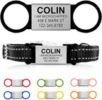 AM Nails personalized silent dog identification tag front view on collar