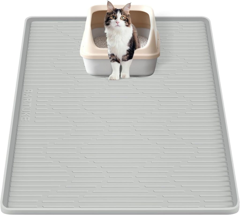 Silicone Cat Litter Mat, 34" x 20" Large Cat Litter Box Mat Litter Trapping Mat for Scatter Control, Waterproof, Soft on Kitty Paws, Clean Floor (Grey) - Image 10