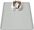 Silicone Cat Litter Mat, 34" x 20" Large Cat Litter Box Mat Litter Trapping Mat for Scatter Control, Waterproof, Soft on Kitty Paws, Clean Floor (Grey) - Image 10