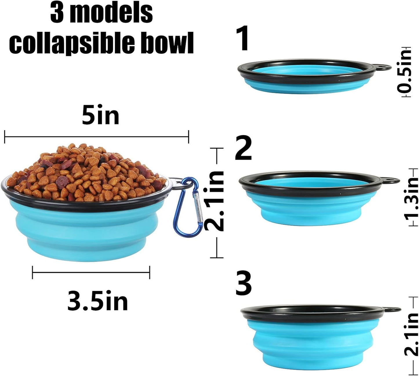 SLSON foldable cat water dish clipped to a backpack with a carabiner