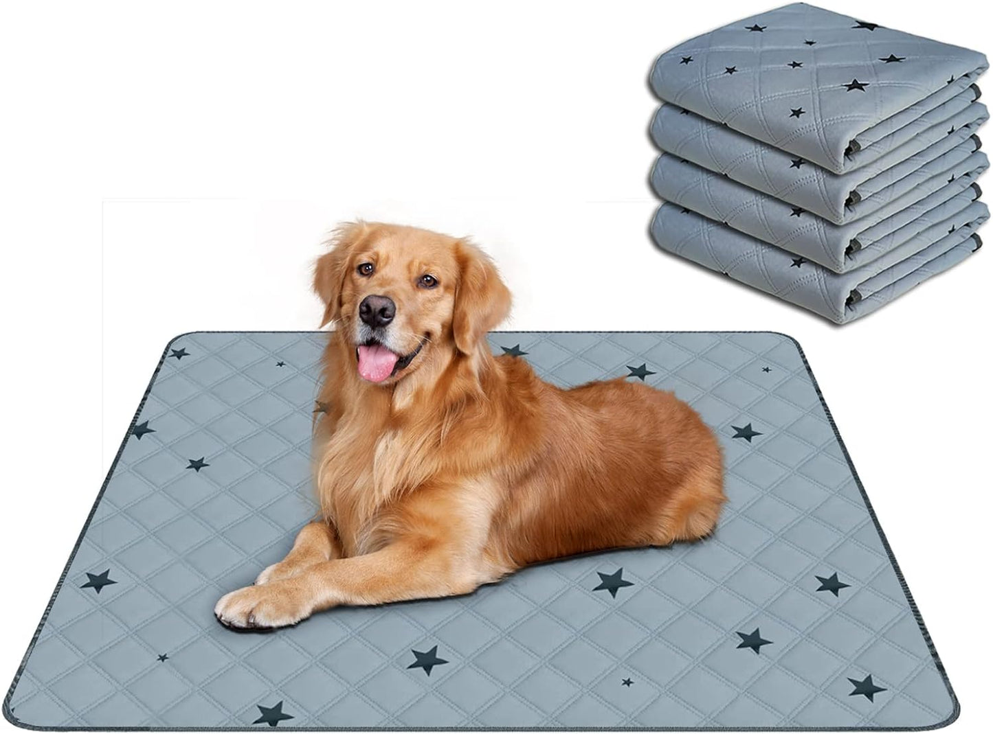 RIOUSSI Washable Pee Pads for Dogs, Reusable, Absorbent, Leakproof, Non Slip Pet Puppy Pads for Potty Training. Gray Stars, 18x24 Inch(4pack) - Image 14