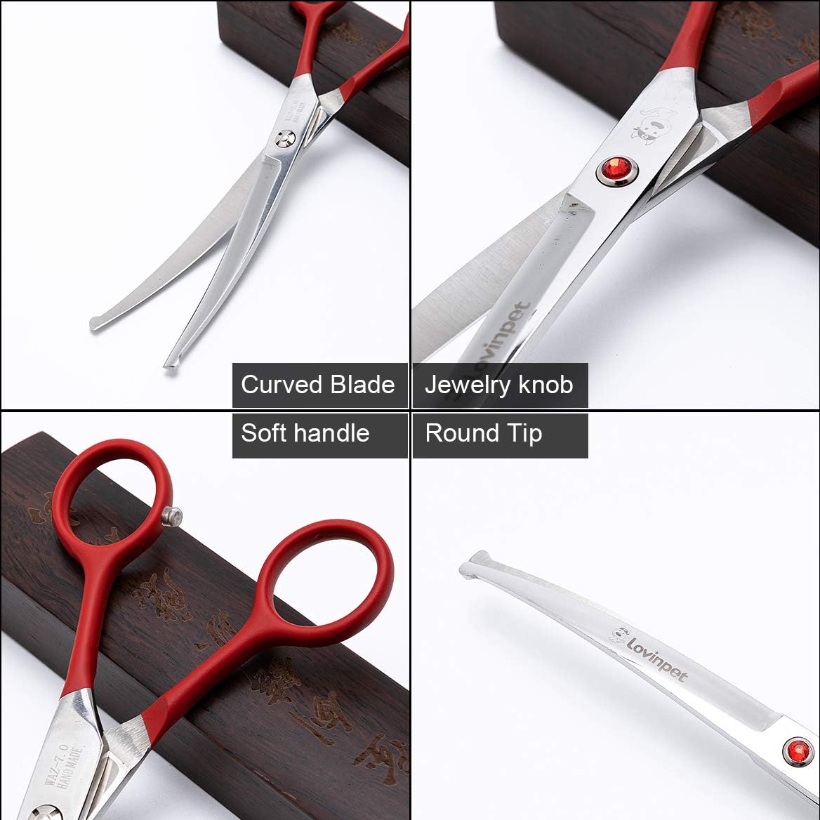 Detailed view of the adjustable ornamental jewelry screw for blade tension control.
