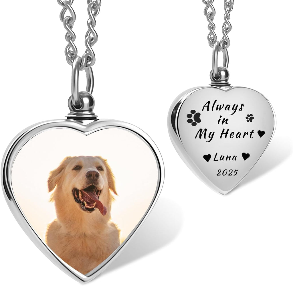 QYH Custom Cat Ashes Necklace - Memorial Pet Urn Necklaces for Dogs Cat Ashes with Picture & Name, Jewelry for Dogs Ashes Personalized Customized Gifts for Pet Lover (Message) - Image 11