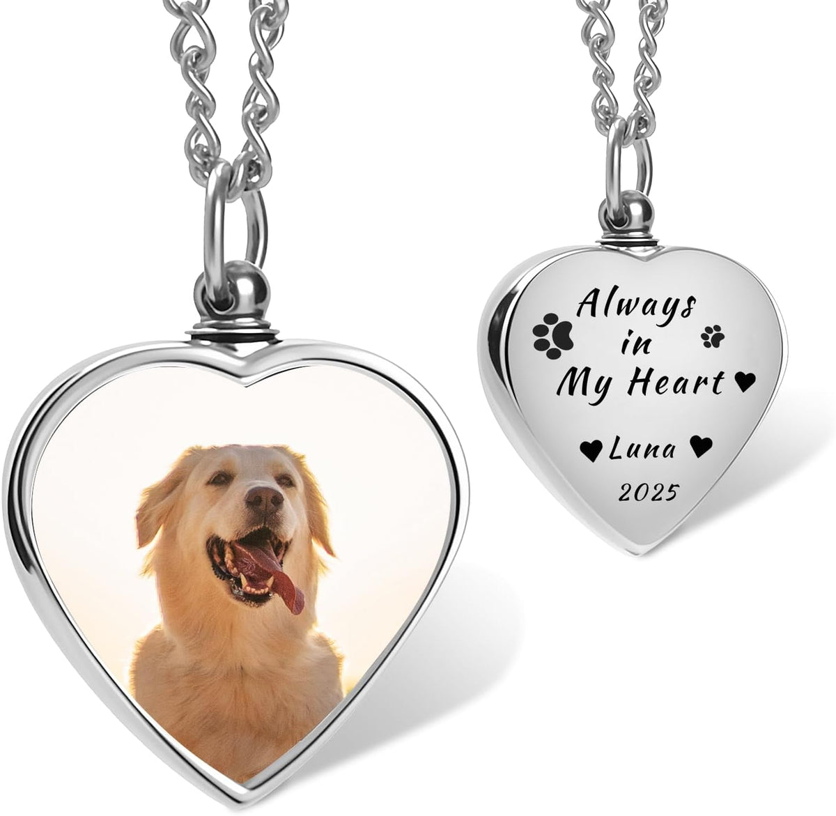 QYH Custom Cat Ashes Necklace - Memorial Pet Urn Necklaces for Dogs Cat Ashes with Picture & Name, Jewelry for Dogs Ashes Personalized Customized Gifts for Pet Lover (Message) - Image 11