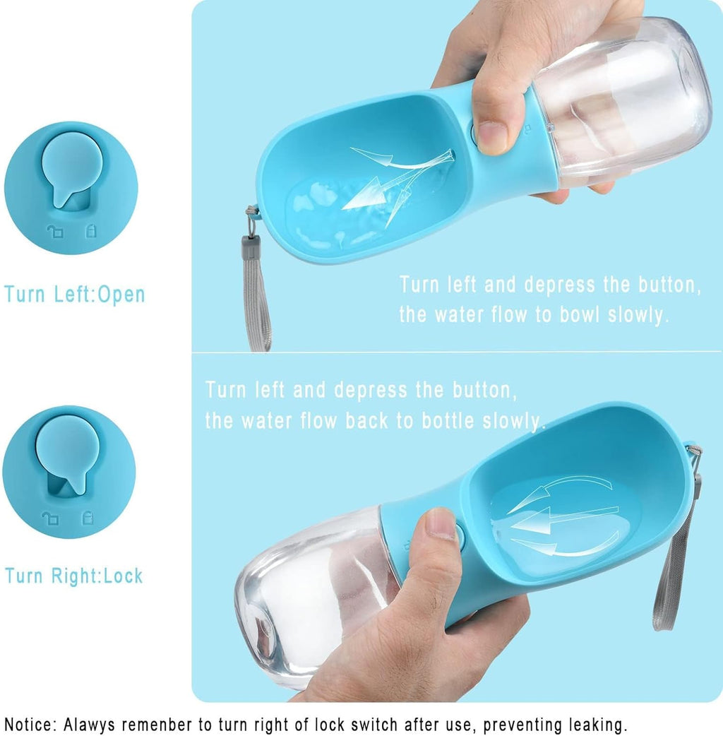 Cibaabo leakproof dog travel bottle with safety lock button close up