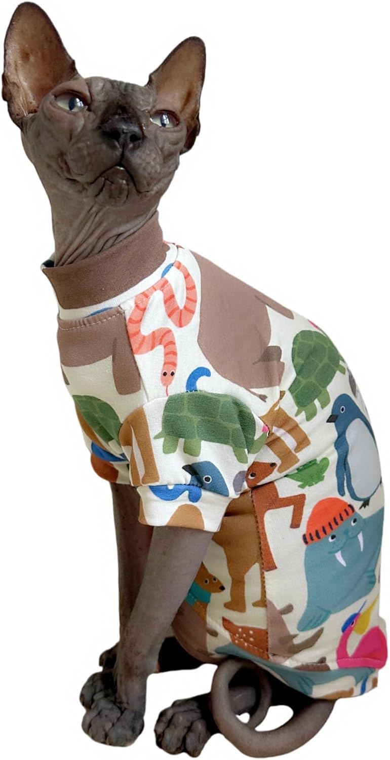 Limited Edition Sphynx Cat T-Shirts Elastic Hairless Cat Sweatshirt Pet Kitten Clothes Round Collar Kitten Shirts Vest Cats & Small Dogs Apparel (Butterfly, S (3.3-4.4 lbs)) - Image 11