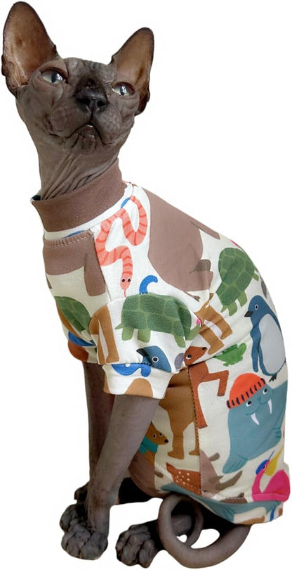 Limited Edition Sphynx Cat T-Shirts Elastic Hairless Cat Sweatshirt Pet Kitten Clothes Round Collar Kitten Shirts Vest Cats & Small Dogs Apparel (Butterfly, S (3.3-4.4 lbs)) - Image 11