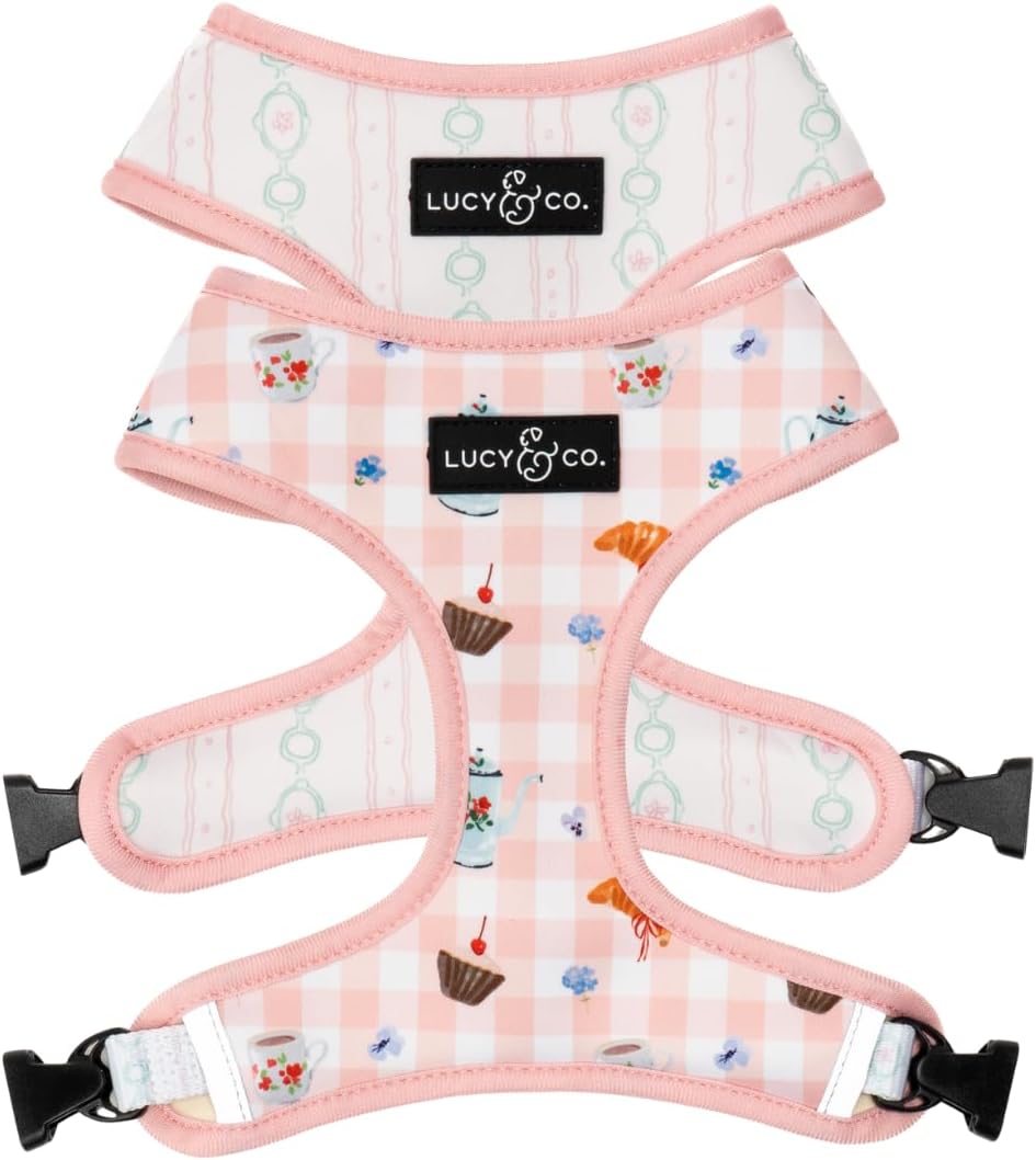 Lucy & Co. Reversible Dog Harness - Water-Repellent Neoprene, Dual-Print Design, Easy Swap Style, Adjustable Comfort Fit - Cheery Cherries Reversible Harness - Large - Image 13