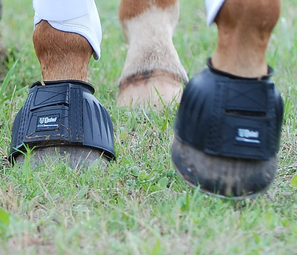 Cashel black horse bell boots close up view size large