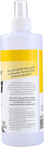 Instructions for using Glad pet potty training spray