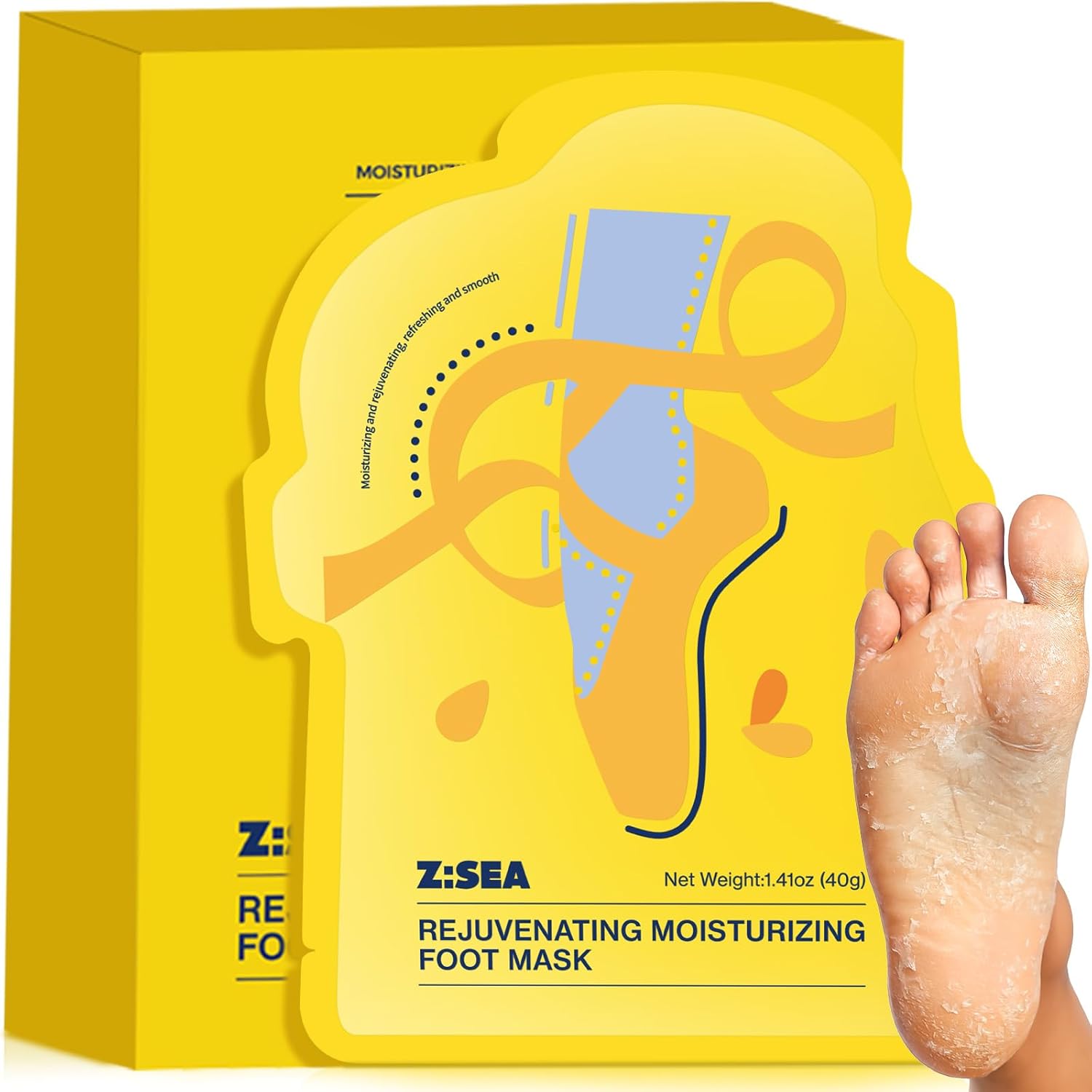 CMWGKBC Z SEA Foot Peeling Mask front packaging view showcasing exfoliating benefits.