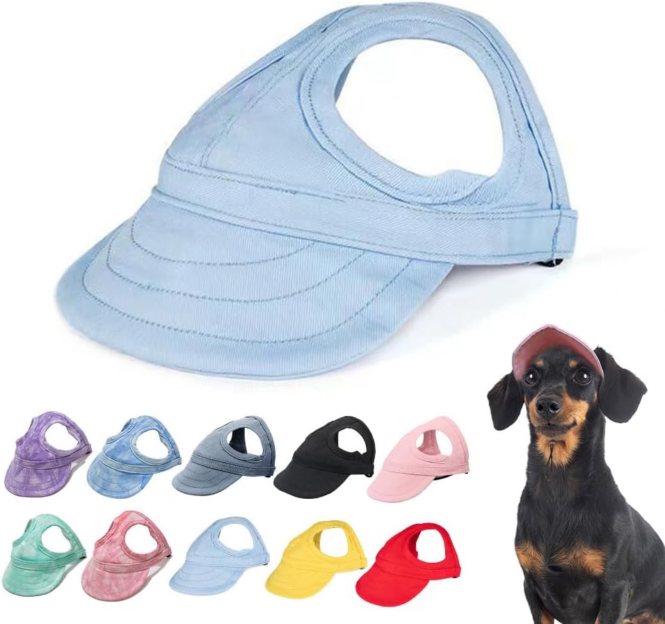 New Canvas Dog Hat - Sun Protection Visor with Ear Holes & Adjustable Neck Strap (Red, S) - Image 13